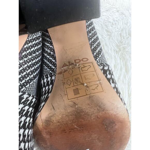 Aldo Boots Womens Size 6M Houndstooth Plaid Block Heel Zip - Picture 11 of 14